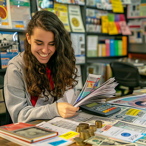 Schülerin plant die Kosten für ihre Abizeitung