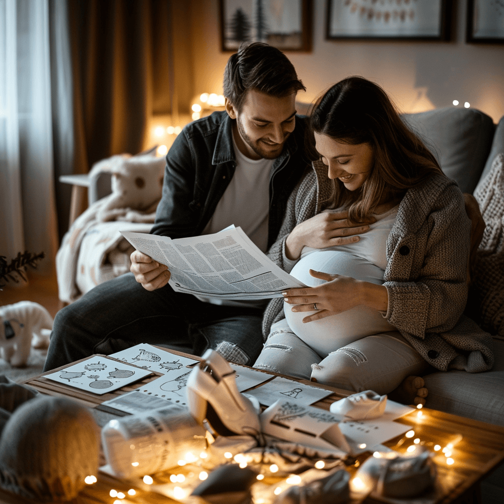 Happy parents plan a baby newspaper