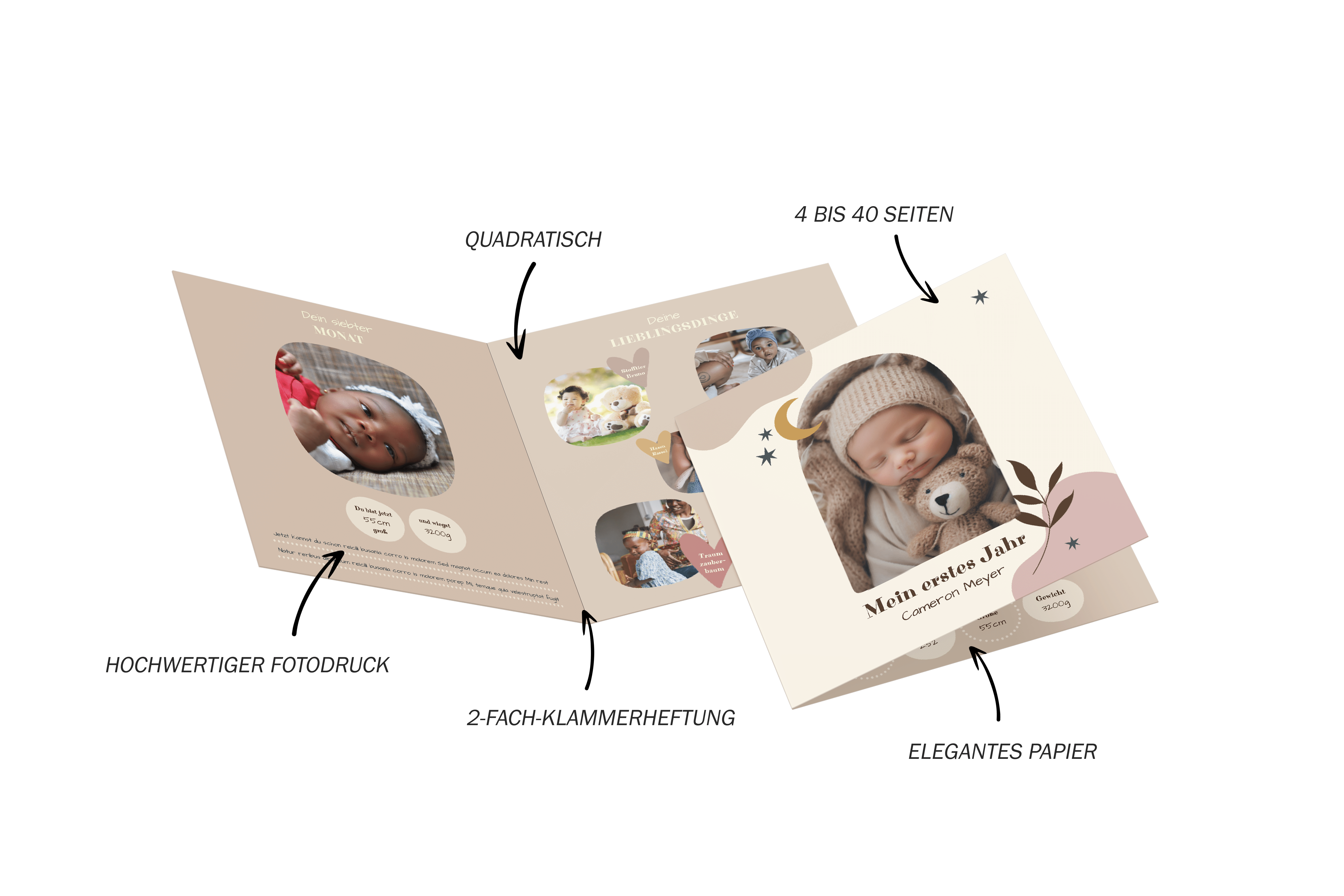 Design and print baby photo book in square format