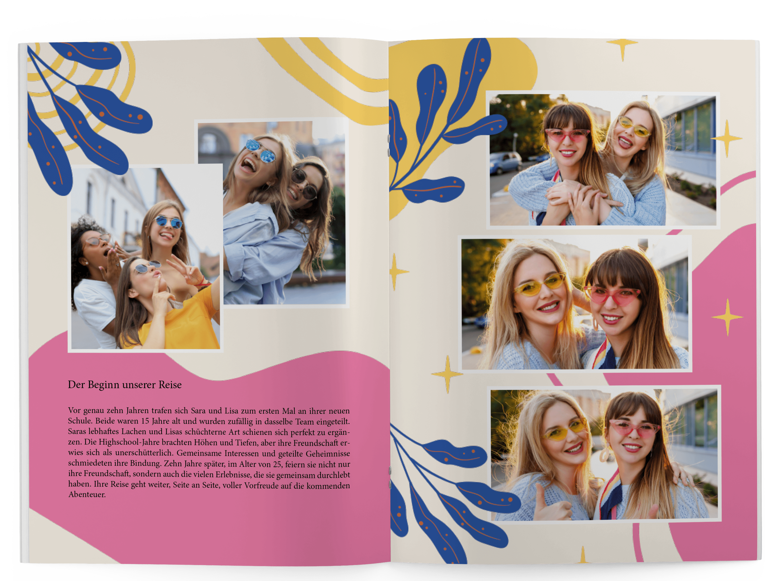 Best friend photo book template with creative layouts