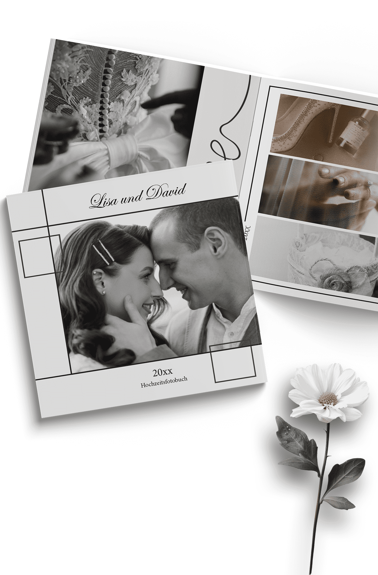Hochzeitsfotobuch im quadratischen Format erstellen