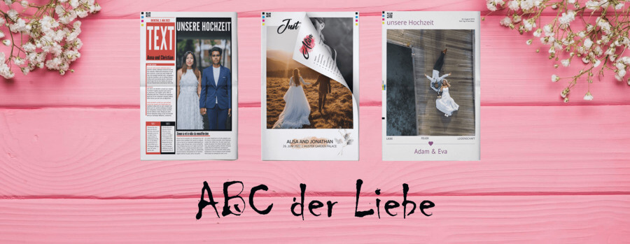 ABC der Liebe für Hochzeitszeitung